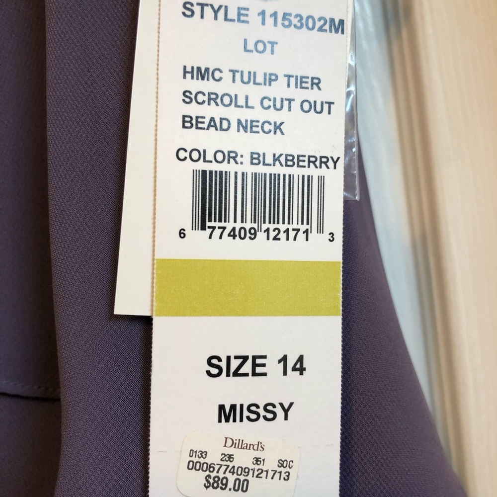 Lavender Cocktail Dress Missy 14. New with tags.